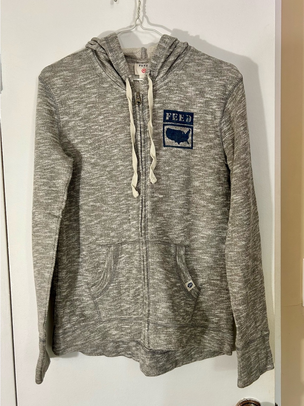Feed America Target Collab, Heather Grey Cotton Zip-up Hoodie, Women’s Medium